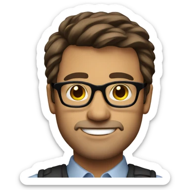 ATTRACtive male, 40 years old, short, stylish brown hair, brown eyes, and modern glasses sticker