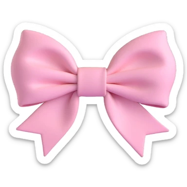 3D emoji style bow, pastel pink, soft and plush sticker
