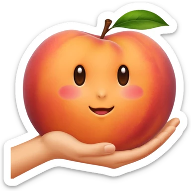 Peach with hand print on  sticker