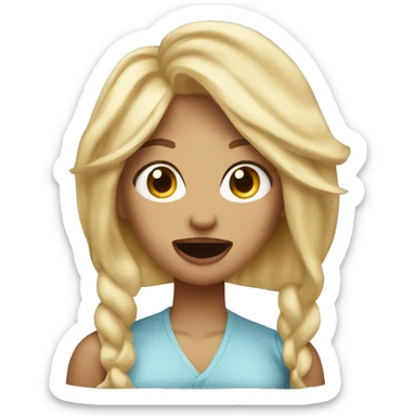 A woman with blonde hair sticking her tongue out  sticker