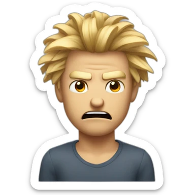 An angry man that His hands are between his hairs and want to pull his hairs strongly sticker