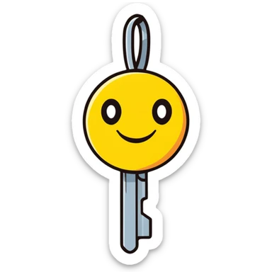cute cartoon key with a smiling face sticker