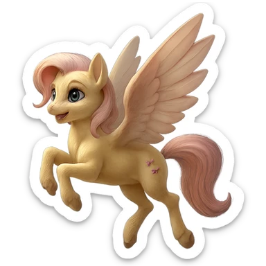 Remove the background and keep only Fluttershy in a realistic style, preserving transparency. Focus on realistic details and natural colors for Fluttershy. sticker