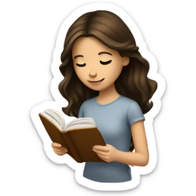 Brunette girl reading a book sticker