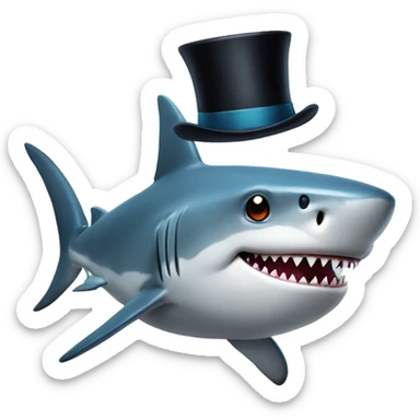 Shark with a top hat sticker
