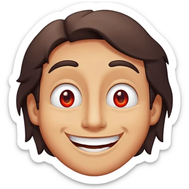 Happy face with half-lidded eyes, relaxed goofy smile, and slightly red eyes, looking high or stoned sticker