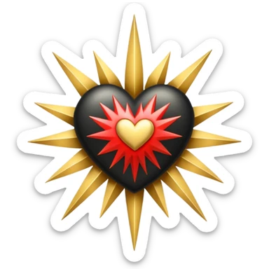 heart with black and gold starburst sticker