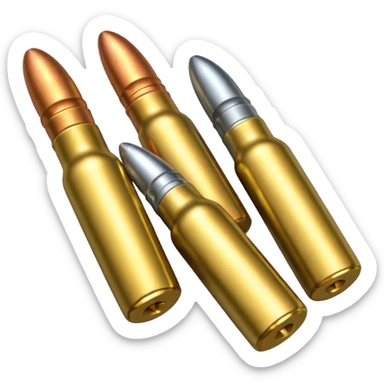 five gun bullets. four of them of one color and the fifth one of another color sticker