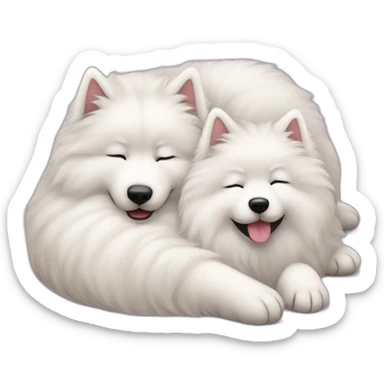 two-samoyeds-cuddle-sleep sticker