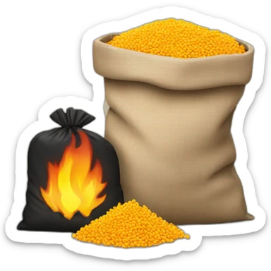 fire and bag of pellets sticker