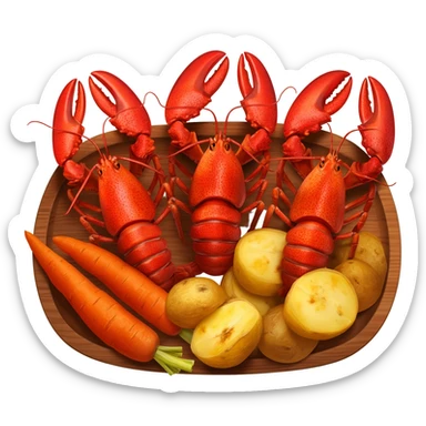 Three lobsters with potatos and carrots baked sticker