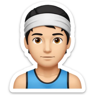 mach mir eine sportiliche männliche person mit schwarzen haaren sticker