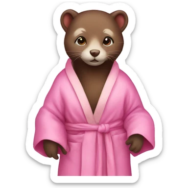 brown mink in a pink silk robe sticker