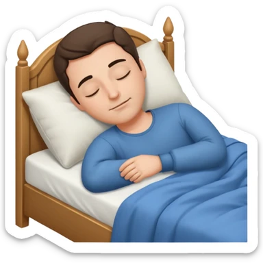 mach mir eine määnliche person die in einem bett schläft sticker