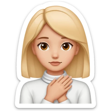 Girl holding hands crossed on her neck sticker