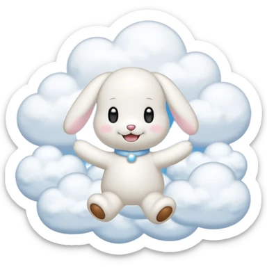 Cinnamon roll from sanrio dancing in the clouds that looks just like him from the cartoon sticker