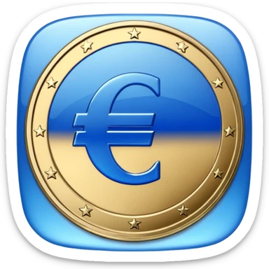 euro coin blue sticker