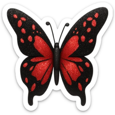 red and black glitter butterfly sticker