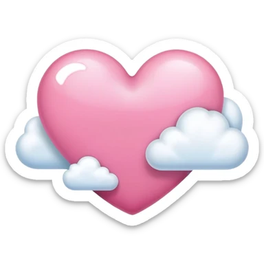 pink heart + cloud sticker
