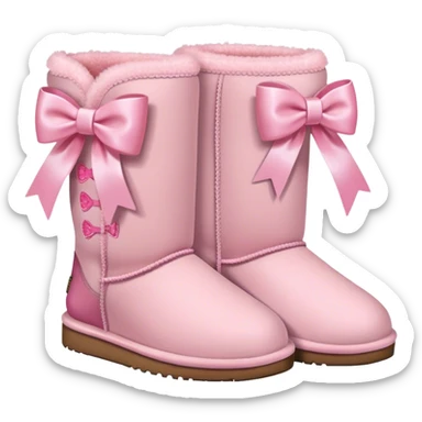 2 light pink Uggs with 2 light pink bows sticker