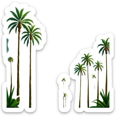 Cinematic Realistic Cocora Valley Landmark Emoji, featuring towering wax palm trees swaying in the misty green valley, with rolling hills and distant mountain peaks bathed in warm morning light. sticker
