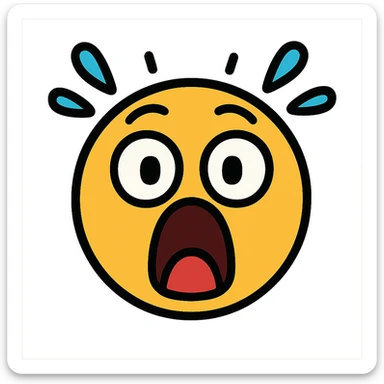 A shocked emoji, perfect for surprises, exaggerated expression, bold lines sticker