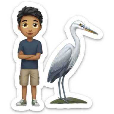 A boy and a heron sticker