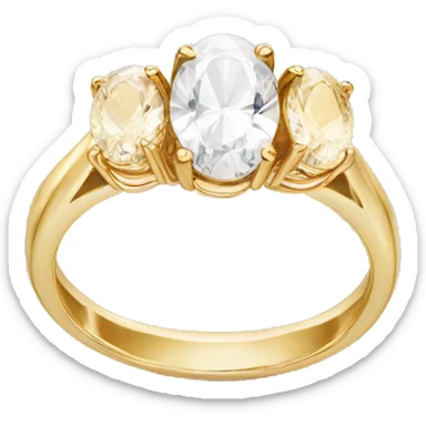 Oval gold engagement ring with two pear stones on the sides sticker