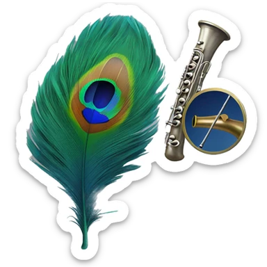 Peacock feather attached to flute sticker