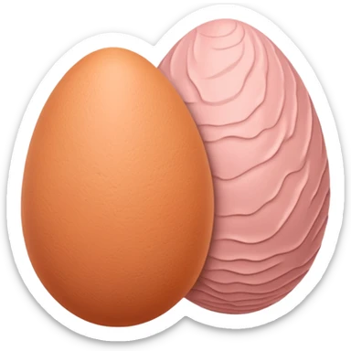 two skin tone peachy beige-pink egg shaped balls/spheres, both same size and same color, add a bumpy, loose, wrinkly skin texture with folds to both.  sticker