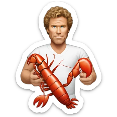 Will Ferrell holding a lobster in a diaper sticker