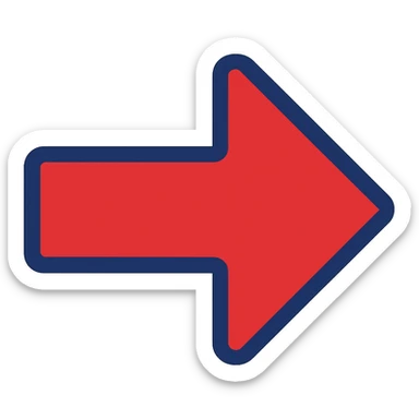 Change the arrow color to red, keep the modern flat blue style, with no background. sticker
