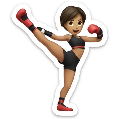 brunette Woman kickboxing with leg in the air sticker