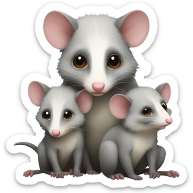 Possum with babies on it sticker