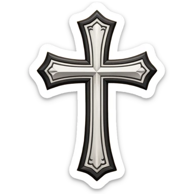 a black and white detailed cross sticker