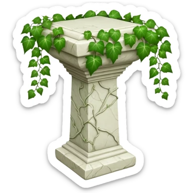 Howlite stone pedestal with ivy vine leaves poking out on one side sticker
