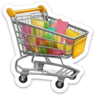 Shopping cart for stationery and art material sticker