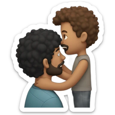 White Man with black hair and ginger beard is kissing white man with black hair and shaved bear sticker
