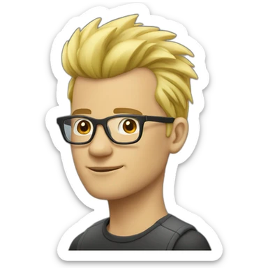 guy with glasses and blond mohawk sticker