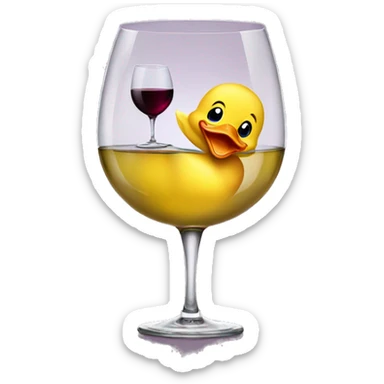 baby duck balancing a wine glass sticker