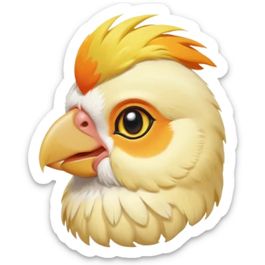 lutino cockatiel emoji, head tilt, yellow crest and orange cheeks, cute and friendly sticker