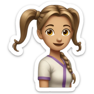 a girl with double ponytail sticker