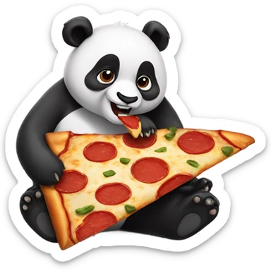 Panda eating pizza sticker