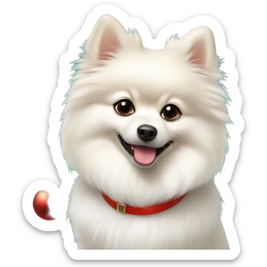 White dog Pomeranian spitz with Christmas decorations  sticker