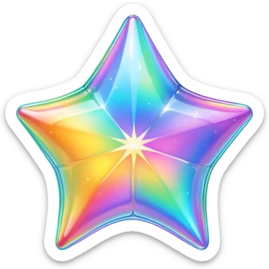 vibrant holographic rainbow y2k aesthetic hollow glass star bubble  sticker