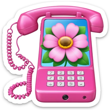 pink girly phone framed flower picture sticker