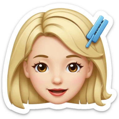 winking girl with hair clips sticker