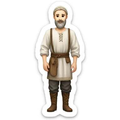 photorealistic white slavic peasant with beard full body, Slavic ethnic clothing sticker