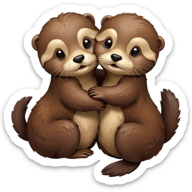 Otters hugging sticker
