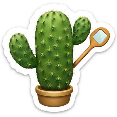 Realistic emoji of a Mexican nopal (cactus paddle) without thorns or spines, smooth green surface, juicy and fresh like the kind used for cooking in Mexico. sticker